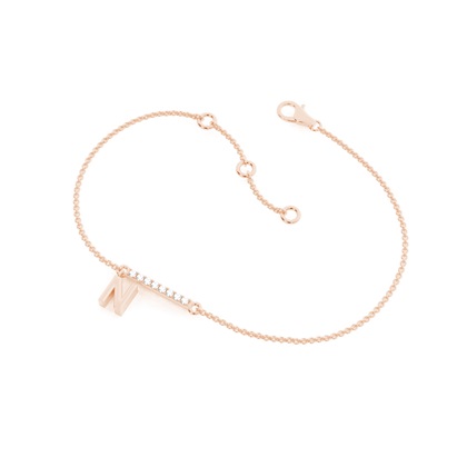 N Initial Diamond Deliacte Chain Bracelet
