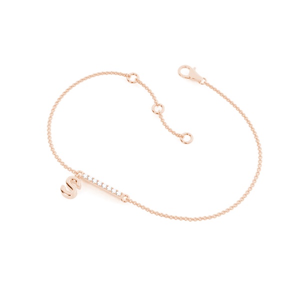 S Initial Diamond Deliacte Chain Bracelet