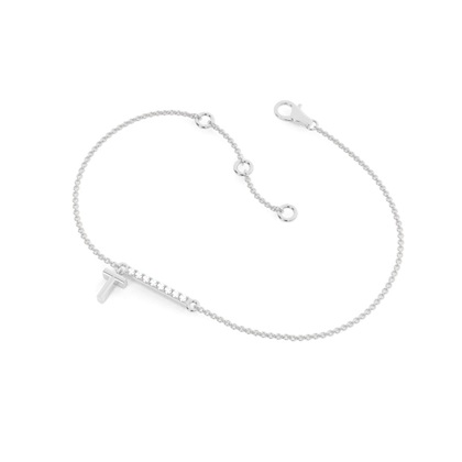 T Initial Diamond Deliacte Chain Bracelet