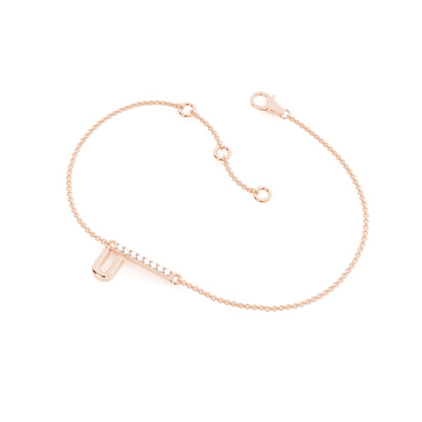 U Initial Diamond Deliacte Chain Bracelet
