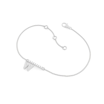 W Initial Diamond Deliacte Chain Bracelet