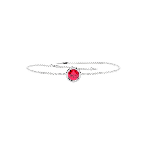 Solitaire Ruby Delicate Chain Bracelet