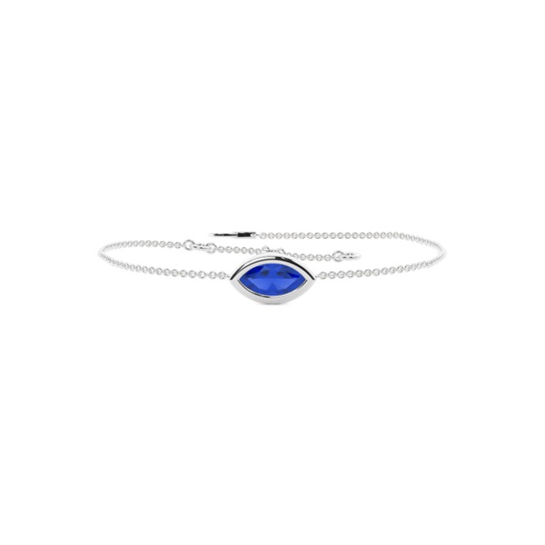 Zafiro Azul Solitario Pulsera Cadena Delicada