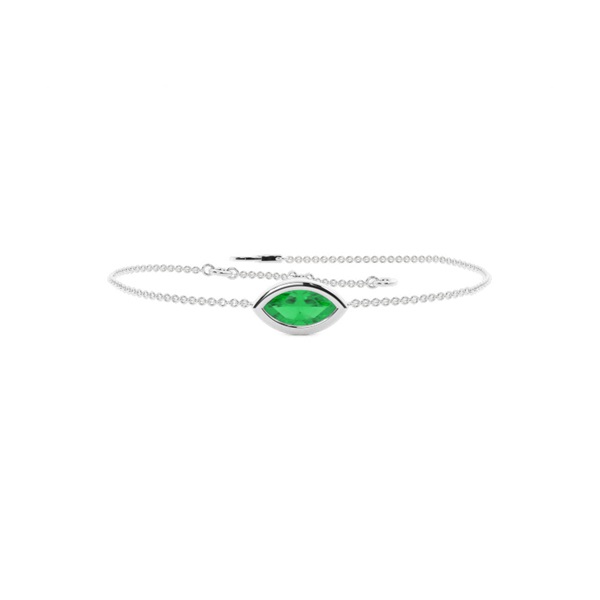 Solitario Esmeralda Pulsera Cadena Delicada
