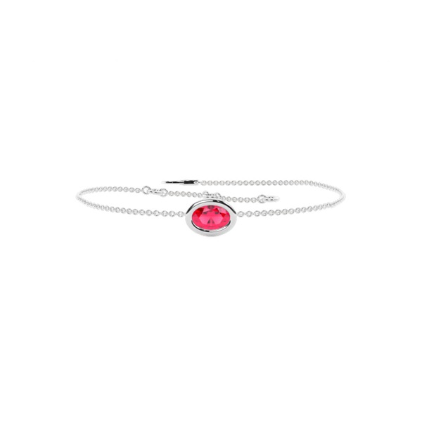 Solitaire Ruby Delicate Chain Bracelet