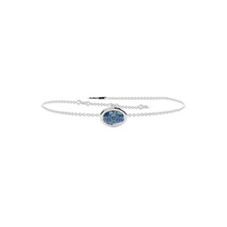 Solitaire Blue Topaz Delicate Chain Bracelet