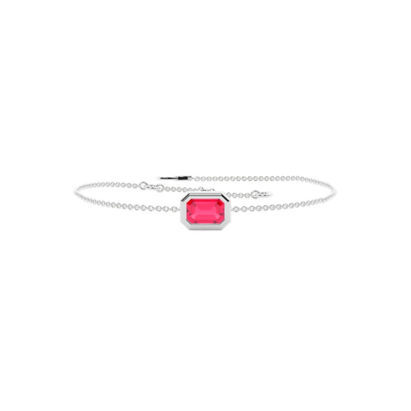Solitaire Ruby Delicate Chain Bracelet