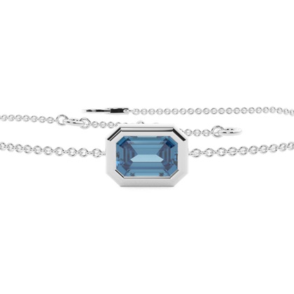 Jemný retízkový náramek solitér modrá Topaz