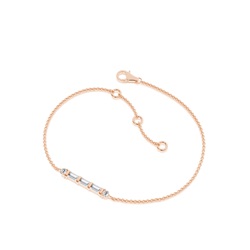 Bagguete and round diamond Delicate chain Bracelet