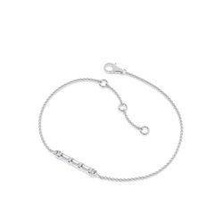 Bagguete and round diamond Delicate chain Bracelet