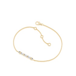 Bagguete and round diamond Delicate chain Bracelet