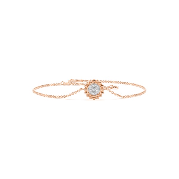 Round Diamond pave set beaded delicate chain bracelet