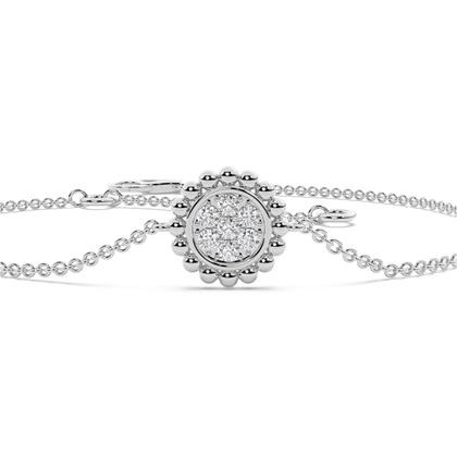 Round Diamond pave set beaded delicate chain bracelet