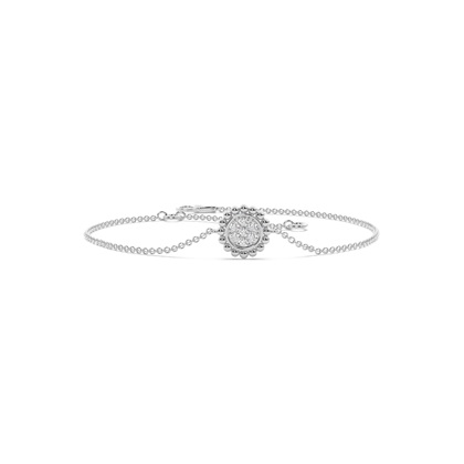Round Diamond pave set beaded delicate chain bracelet