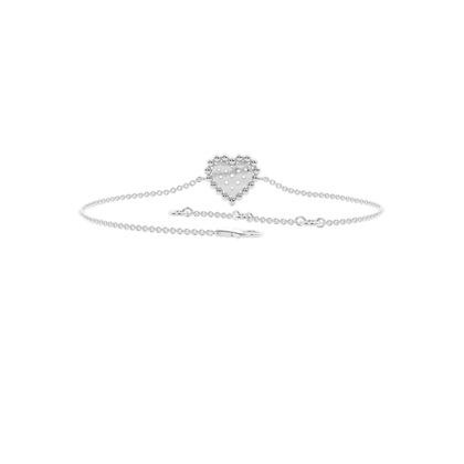 Round Diamond pave set beaded heart shape delicate chain bracelet