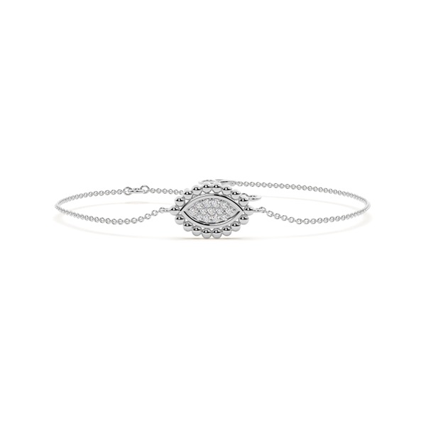 Round Diamond pave set beaded marquise shape delicate chain bracelet