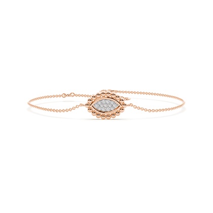 Round Diamond pave set beaded marquise shape delicate chain bracelet