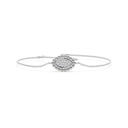 Round Diamond pave set beaded marquise shape delicate chain bracelet