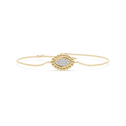 Round Diamond pave set beaded marquise shape delicate chain bracelet