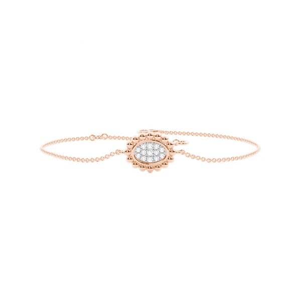 Round Diamond pave set beaded oval shape delicate chain bracelet