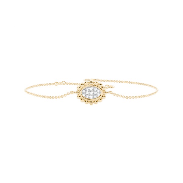 Round Diamond pave set beaded oval shape delicate chain bracelet