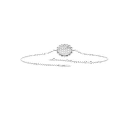 Round Diamond pave set beaded oval shape delicate chain bracelet