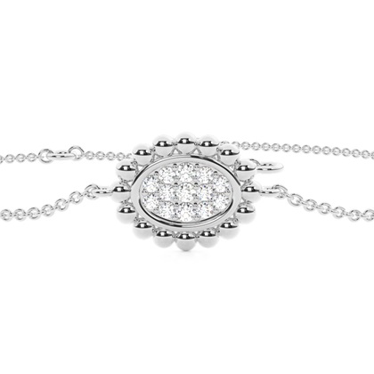 Round Diamond pave set beaded oval shape delicate chain bracelet