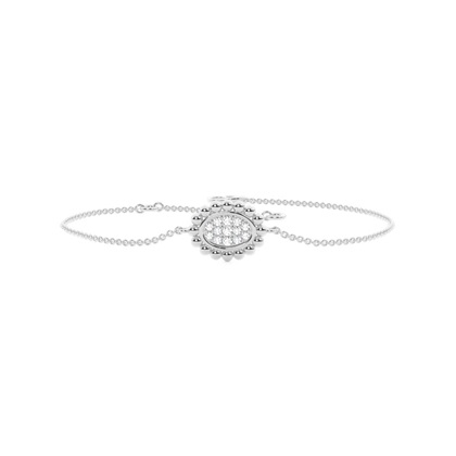 Round Diamond pave set beaded oval shape delicate chain bracelet