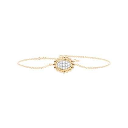 Round Diamond pave set beaded oval shape delicate chain bracelet