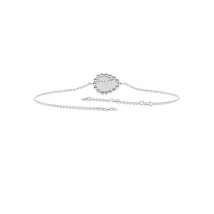 Round Diamond pave set beaded pear shape delicate chain bracelet