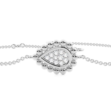 Round Diamond pave set beaded pear shape delicate chain bracelet