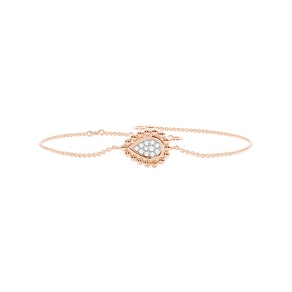 Round Diamond pave set beaded pear shape delicate chain bracelet