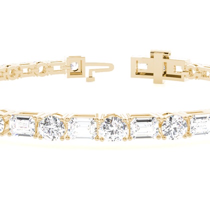 Brilliant,- und Smaragdschliff Tennisarmband