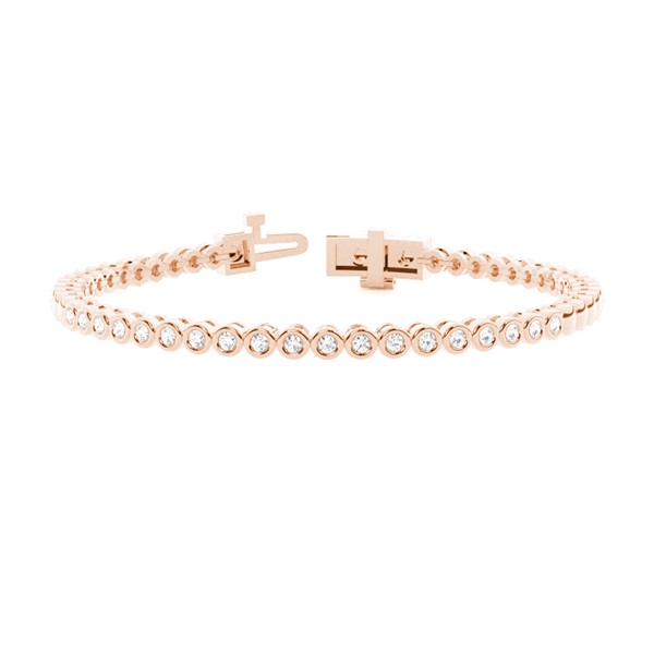 Bezel Set Round Diamonds & Metal look Tennis Bracelet