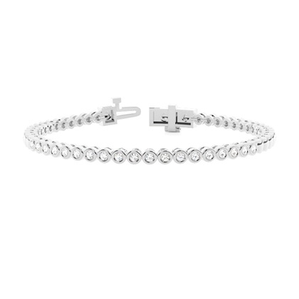 Bezel Set Round Diamonds & Metal look Tennis Bracelet