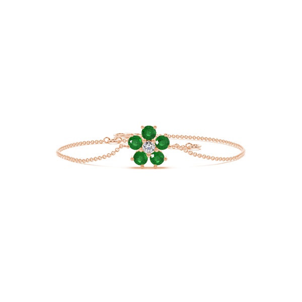 Round Emerald Floral Delicate Chain Bracelet