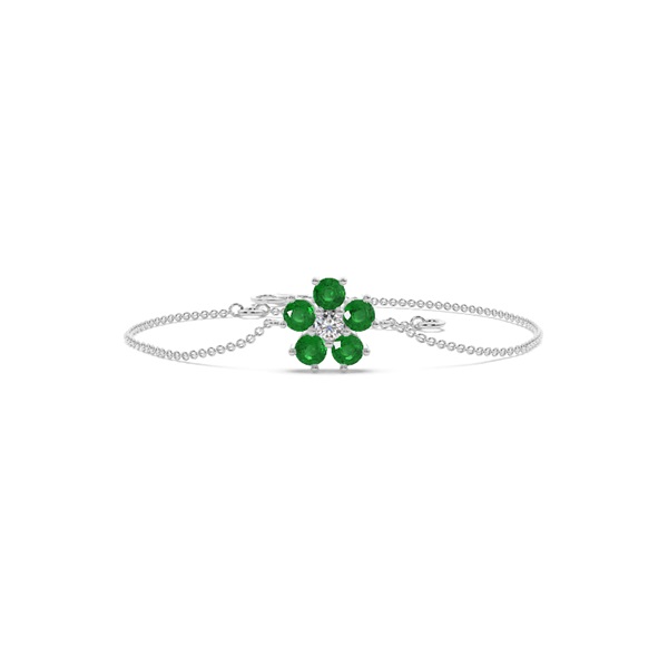 Round Emerald Floral Delicate Chain Bracelet