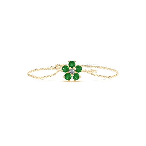 Round Emerald Floral Delicate Chain Bracelet