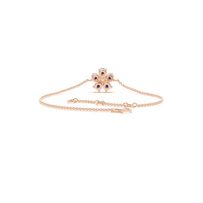 Runde blaue Sapphire zarte florale Armkette