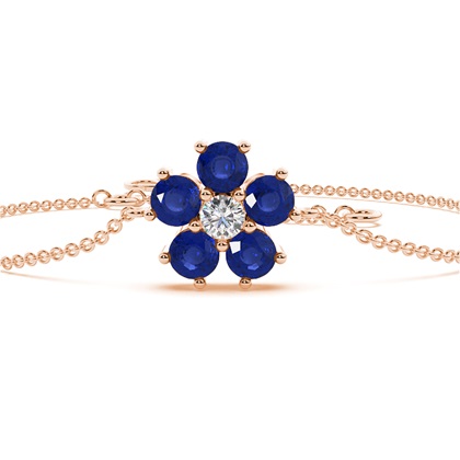 Runde blaue Sapphire zarte florale Armkette