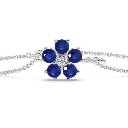 Runde blaue Sapphire zarte florale Armkette