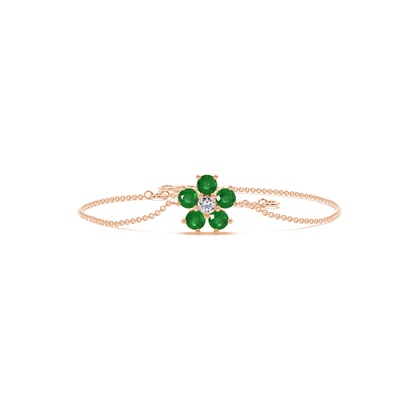 Round Emerald Floral Delicate Chain Bracelet