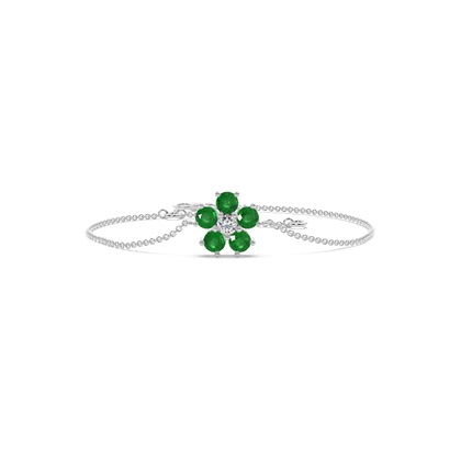 Round Emerald Floral Delicate Chain Bracelet