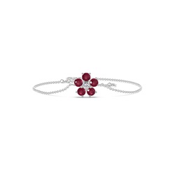 Round Ruby Floral Delicate Chain Bracelet