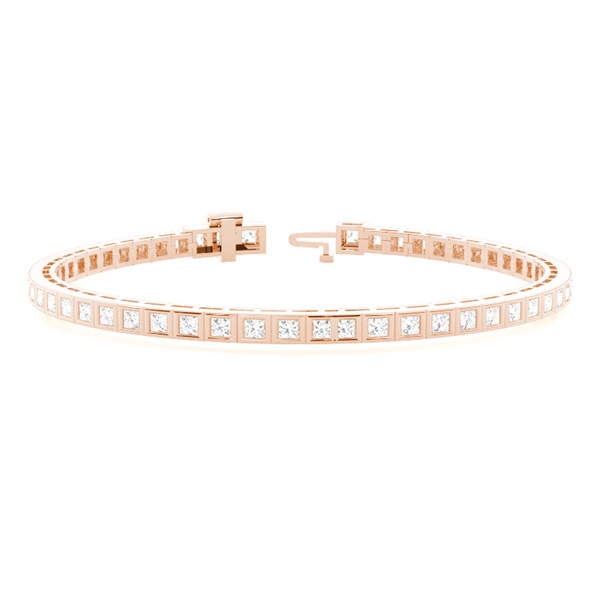 Fancy cut Princess Bezel set Tennis Bracelet