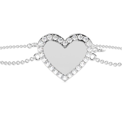 Round diamond heart shape everyday chain bracelet