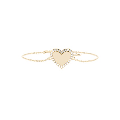 Round diamond heart shape everyday chain bracelet
