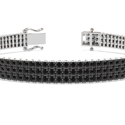 Víceřadý pánský tenisový náramek s černými diamanty