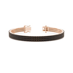 Multireihiges schwarzes Diamant-Tennisarmband für Herren