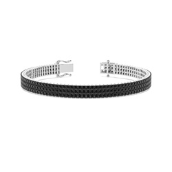 Multireihiges schwarzes Diamant-Tennisarmband für Herren